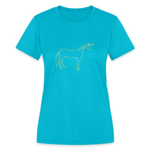 unicorn gold outline - Women's Moisture Wicking Performance T-Shirt
