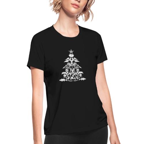 Coastal Christmas Tree White - Women's Moisture Wicking Performance T-Shirt