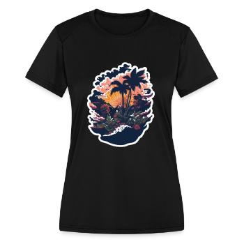 Paradise island - Women's Moisture Wicking Performance T-Shirt - black - Front - Zoe (177cm)