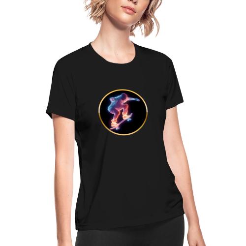 Skateboarding: Neon Skate Orbit - Women's Moisture Wicking Performance T-Shirt