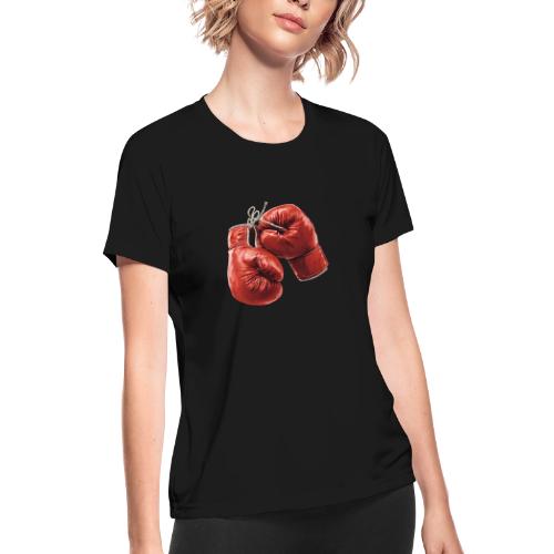 Boxing: Hanging Gloves Icon - Women's Moisture Wicking Performance T-Shirt