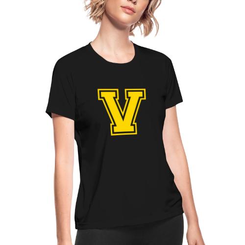 Letter V – Capital Athletic Alphabet Monogram - Women's Moisture Wicking Performance T-Shirt