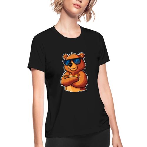 Cool Bear Sunglasses Cartoon Design - Women's Moisture Wicking Performance T-Shirt