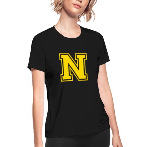Letter N – Capital Athletic Alphabet Monogram - Women's Moisture Wicking Performance T-Shirt