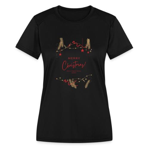 Merry Christmas Typography Design - Women's Moisture Wicking Performance T-Shirt
