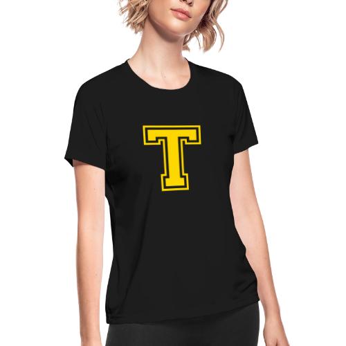 Letter T – Capital Athletic Alphabet Monogram - Women's Moisture Wicking Performance T-Shirt