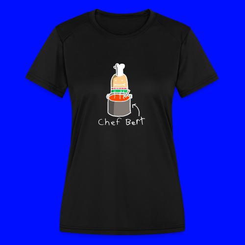 Chef Bert, White Outline (tshirts) - Women's Moisture Wicking Performance T-Shirt