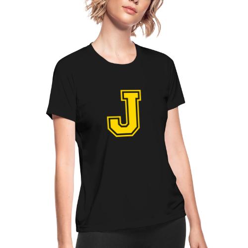 Letter J – Capital Athletic Alphabet Monogram - Women's Moisture Wicking Performance T-Shirt
