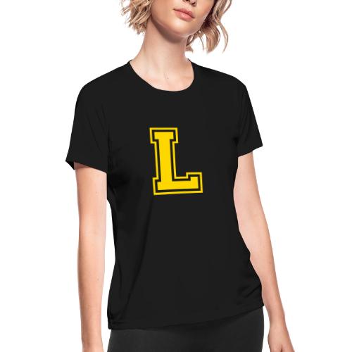 Letter L – Capital Athletic Alphabet Monogram - Women's Moisture Wicking Performance T-Shirt