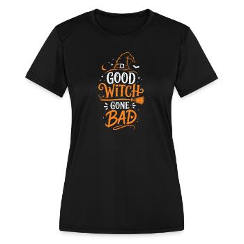 T-shirt de la bonne sorcière devenue mauvaise - T-shirt performance Femme - noir - Devant - Zoe (177cm)