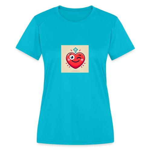 DALLE 2025 09 13 15 56 10 A winking heart sh - Women's Moisture Wicking Performance T-Shirt