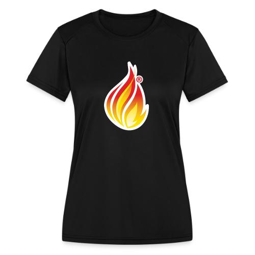 HL7 FHIR Flame graphic with white background - Women's Moisture Wicking Performance T-Shirt