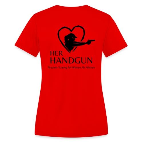 Her Handgun Logo and Tag Line - Women's Moisture Wicking Performance T-Shirt