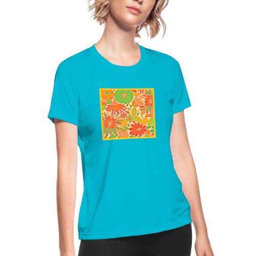 Vibrant Blossom Elegance Pattern - Women's Moisture Wicking Performance T-Shirt