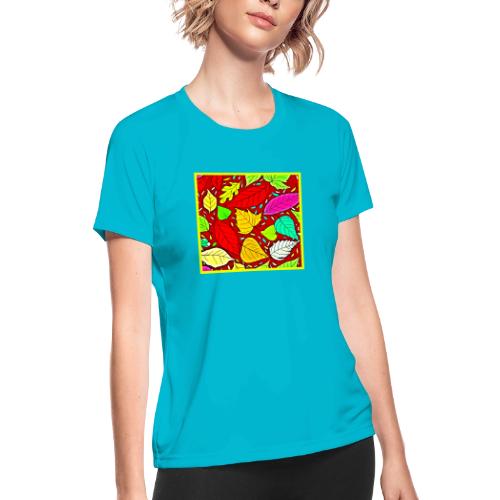 Rainbow Leaves Vibrant Pattern - Women's Moisture Wicking Performance T-Shirt