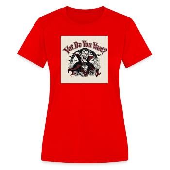 Vampire Want - Women's Moisture Wicking Performance T-Shirt - red - Front - Zoe (177cm)