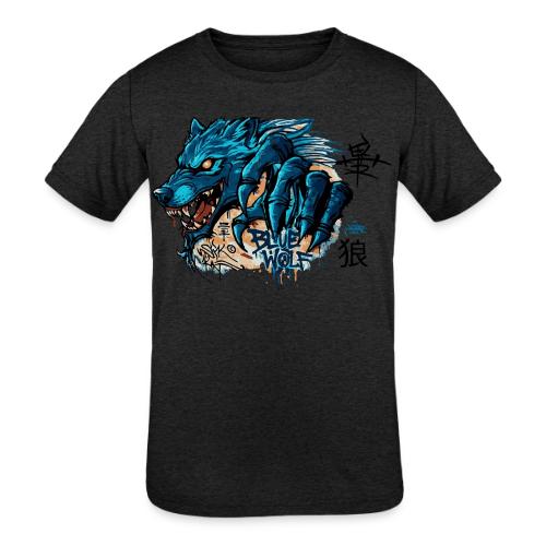 Blue Wolf Graffiti Street Art - Kids' Tri-Blend T-Shirt