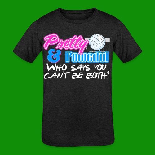 Pretty & Powerful Volleyball - Kids' Tri-Blend T-Shirt