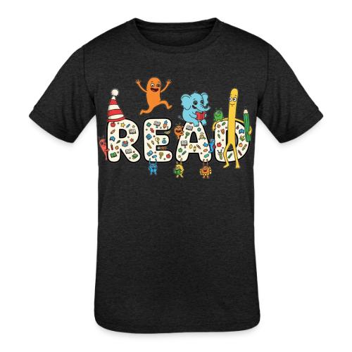 Whimsical READ Kids Cartoon - Kids' Tri-Blend T-Shirt