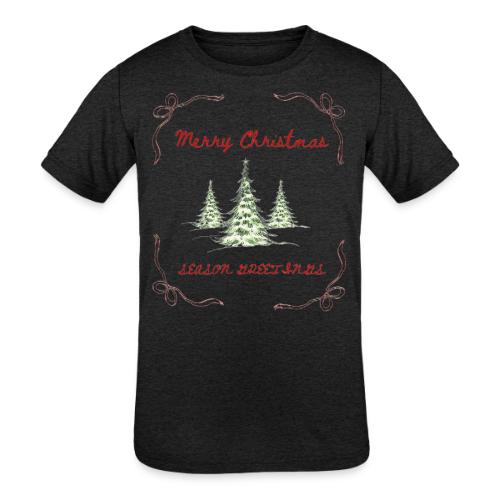 Beautiful Green Christmas Tree Graphic - Kids' Tri-Blend T-Shirt