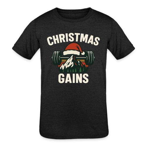 Christmas Gains – Santa Barbell Power - Kids' Tri-Blend T-Shirt