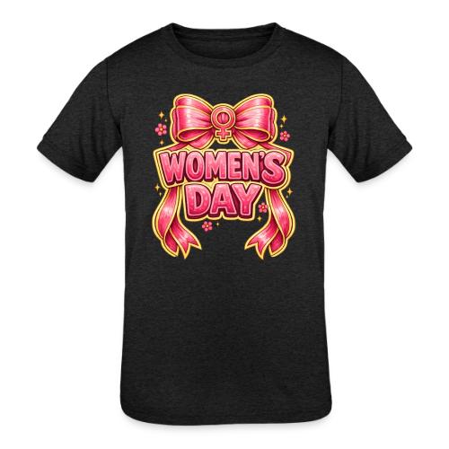 Cute Pink Bow Women’s Day Feminist Symbol - Kids' Tri-Blend T-Shirt