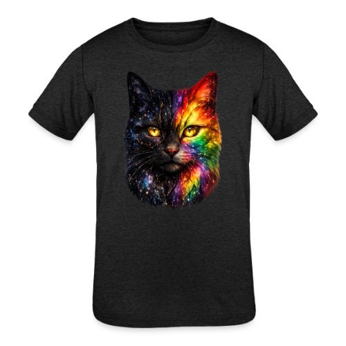 Cosmic Galaxy Rainbow Cat - Kids' Tri-Blend T-Shirt
