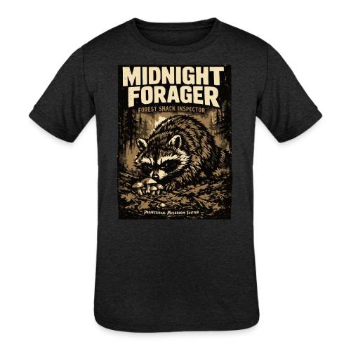 Midnight Forager Raccoon Mushroom Hunter - Kids' Tri-Blend T-Shirt