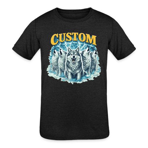 Custom Wolf Pack Howling Moon Vintage Wilderness - Kids' Tri-Blend T-Shirt