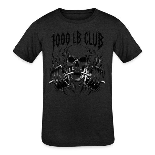 1000 LB Club Skull Barbell Powerlif - Kids' Tri-Blend T-Shirt