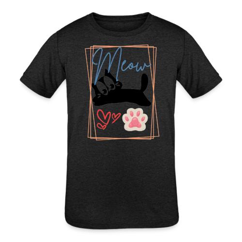 Meow Cat Paw Cute Kitty Lover Design - Kids' Tri-Blend T-Shirt