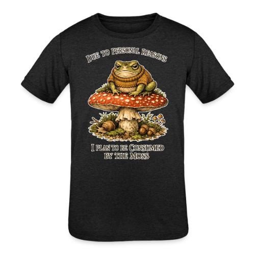 Frog Consumed by Moss Cottagecore Aesthetic - Kids' Tri-Blend T-Shirt