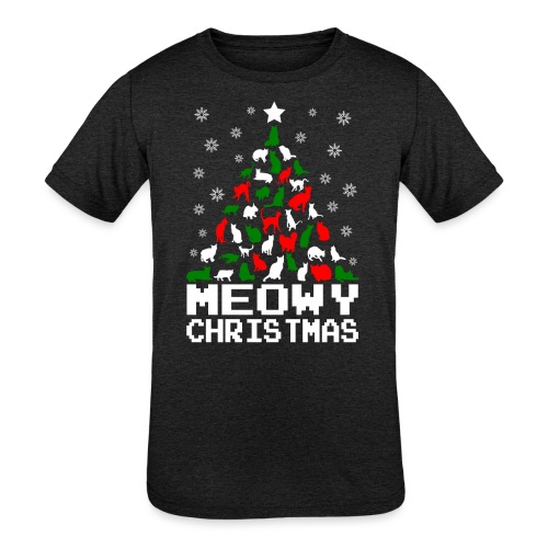 Meowy Christmas Cat Tree Ugly - Kids' Tri-Blend T-Shirt