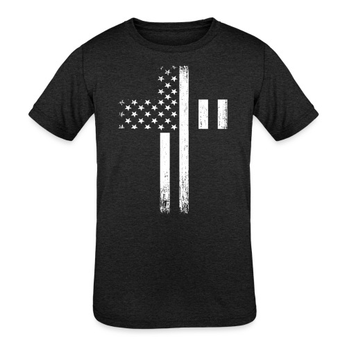 Vintage USA Flag Cross - Kids' Tri-Blend T-Shirt