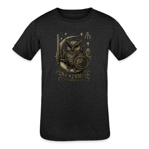 Moon Warrior Owl – Celestial Strength Tee - Kids' Tri-Blend T-Shirt