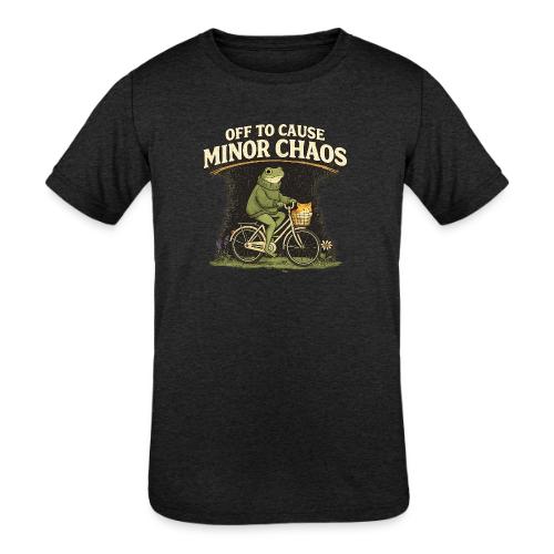 Minor Chaos Vintage Frog and Cat on Bicycle - Kids' Tri-Blend T-Shirt