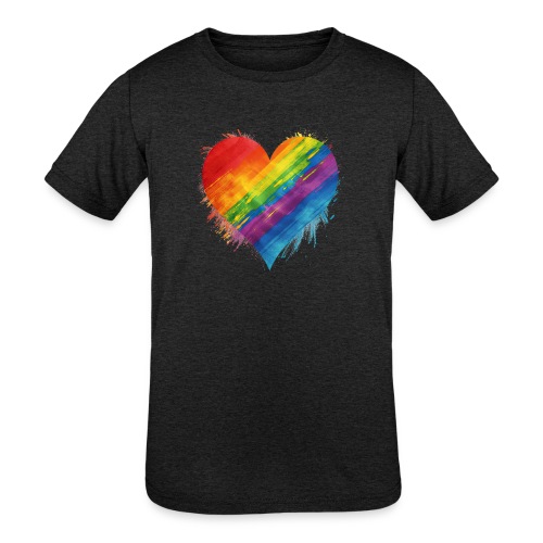 Watercolor Rainbow Pride Heart - LGBTQ LGBT Pride - Kids' Tri-Blend T-Shirt