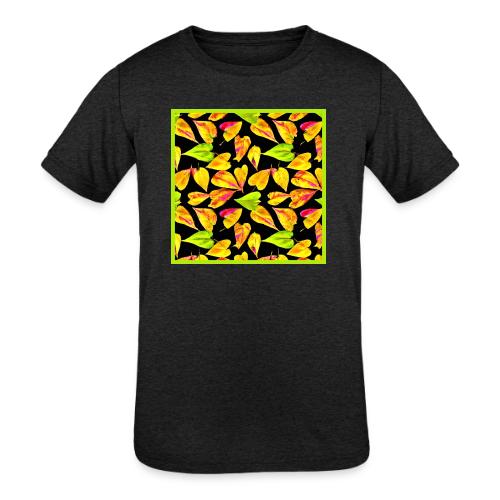 Neon Leaf Art Elegance - Kids' Tri-Blend T-Shirt