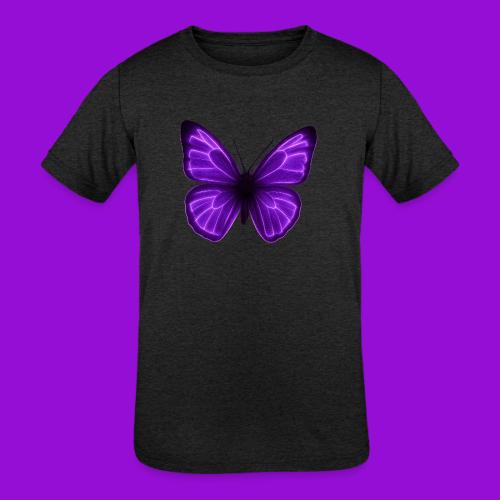 Neon Purple Butterfly - Kids' Tri-Blend T-Shirt