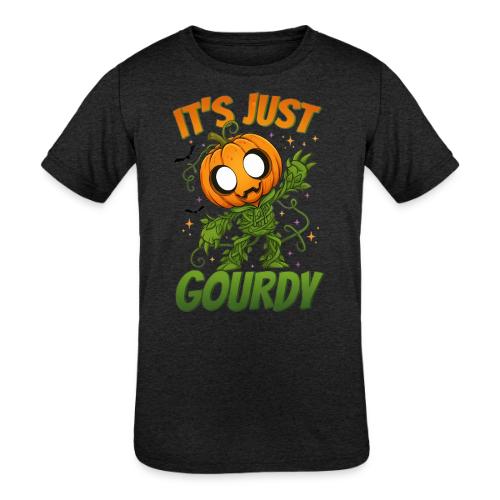 Cute Pumpkin Monster “It’s Just Gourdy” Funny - Kids' Tri-Blend T-Shirt
