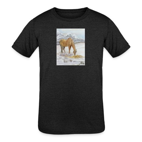 Horse grazing - Kids' Tri-Blend T-Shirt
