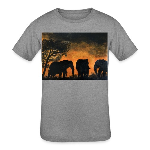 Elephants at sunset - Kids' Tri-Blend T-Shirt