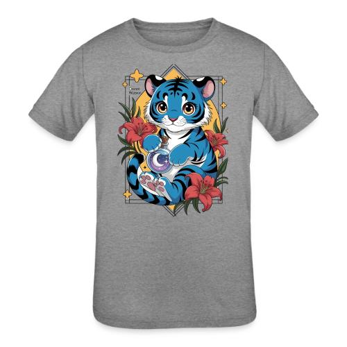 Mystic Blue Tiger Anime Potion Design – Cute tiger - Kids' Tri-Blend T-Shirt