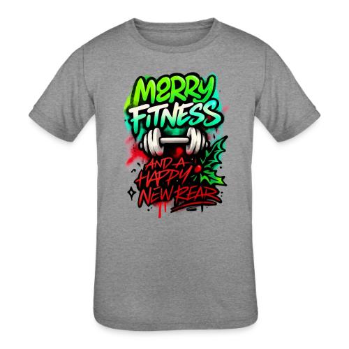 Merry Fitness Christmas Gym Humor - Kids' Tri-Blend T-Shirt