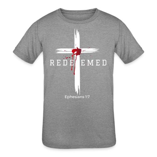 Redeemed by the blood of Jesus - Ephesians 1:7 - Kids' Tri-Blend T-Shirt