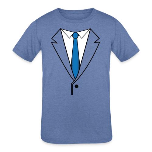 Suit with Blue Tie - Kids' Tri-Blend T-Shirt