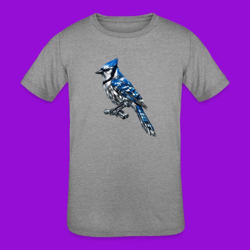 Silver Blue Jay on Perch - Kids' Tri-Blend T-Shirt