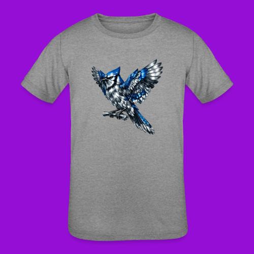 Silver Blue Jay Open Wing Perch - Kids' Tri-Blend T-Shirt