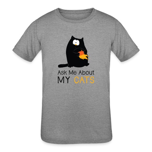 Ask Me About My Cats Shirt Proud Cat Mom T-shirt - Kids' Tri-Blend T-Shirt