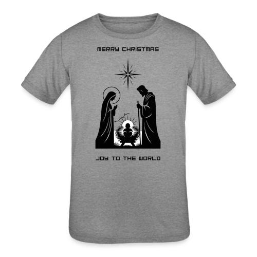 Joy to the World T-Shirt | Minimalist Nativity - Kids' Tri-Blend T-Shirt